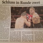 Bericht der Waldeckischen Landeszeitung vom 28.05.2018, Mario Jassmann siegt in seinem 15.Profi-Kampf  in Lüchow durch KO in der 2. Runde !